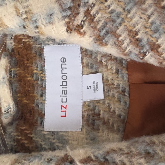 Plaid Wool-Blend Coat Liz Claiborne Size Small - Picture 2 of 7